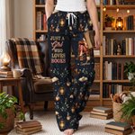 Personalized Bookish Girl Pattern Woman Pajama Pants with Name and Text Daily Wear Christmas Birthday Gift for Book Lover Girl 2