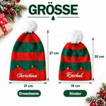 Personalisierte Weihnachtsmütze mit Glöckchen und Bommel | mit Namen-Stickerei | Nikolausmütze | Weihnachtsgeschenk für Familie Freunde 7