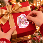 Personalised 3D-Effect Artwork Snowflake Santa Hat Christmas Initial Stickers with Name Christmas Gift for Kids Family 4
