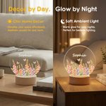 Veilleuse LED en acrylique personnalisée, style « Pearl », avec fleur de naissance, prénom et socle en bois – Décoration d'intérieur, cadeau de Noël pour femme 8