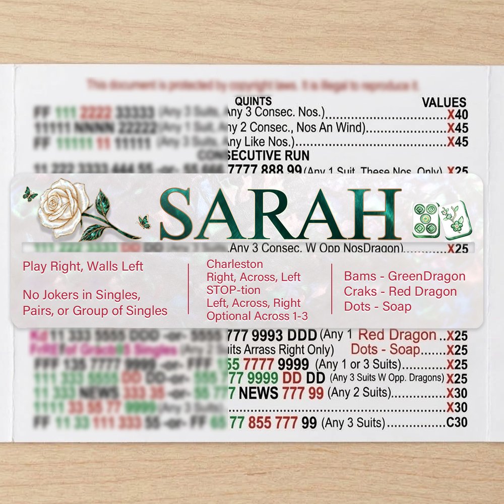 Personalized Birth Flower Butterfly Mahjong Line Reader with Name Mahjong Group Game Night Gift for Mahjong Lovers 4