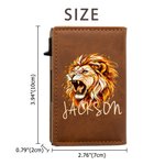 Personalized 3D-Effect Artwork Lion PU Leather RFID Blocking Pop Up Wallet with Name and Gift Box Business Trip Christmas Gift for Man 9