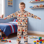 Conjunto de pijama infantil personalizado con diseño de pelotas deportivas y estilo acolchado, con nombre; regalo de cumpleaños y Navidad para niños 1