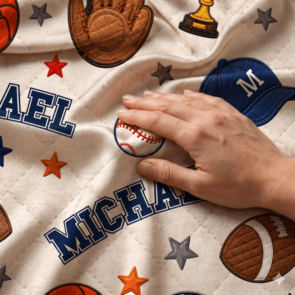 Conjunto de pijama infantil personalizado con diseño de pelotas deportivas y estilo acolchado, con nombre; regalo de cumpleaños y Navidad para niños 7