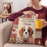 Personalised Patchwork Plaid Paw Print Faux Quilted Pet Photo Pillow Cover with Name and Text Home Decor Memorial Sympathy Gift for Pet Owners 2