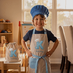 Personalised Baking Themed Whisk Initial Adjustable Apron Chef Hat Storage Bag Set with Name Christmas Holiday Party Gift for Boys Girls 3