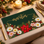 Personalised Birth Flower Placemat with Name Kitchen Dining Decor Christmas Gift for Friends Family 2