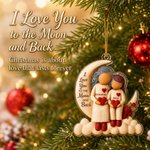 Personalised 3D-Effect Artwork Gran Kid Cartoon Figure Crescent Moon Acrylic Ornament with Name Christmas Gift for Gran Child Family 9