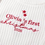Personalised Embroidered My First Christmas Long Sleeve Knitted Sweater and Santa Hat Set with Name Christmas Outfit Gift for Baby Boys Girls 4