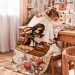 Personalised Cartoon Sewing Girl Cosy Throw Blanket with Name Room Decor Christmas Birthday Gift for Sewing Lovers 2