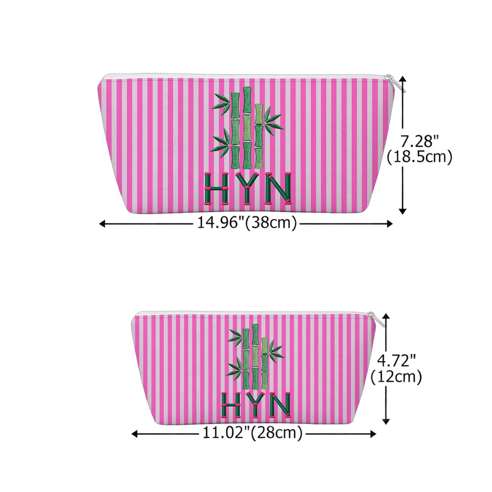 Personalized Imitation Embroidery Style Mahjong Theme Striped Zipper Pouch with Initials Mahjong Game Night Birthday Gift for Mahjong Enthusiast 8