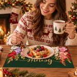 Personalised Birth Flower Placemat with Name Kitchen Dining Decor Christmas Gift for Friends Family 5
