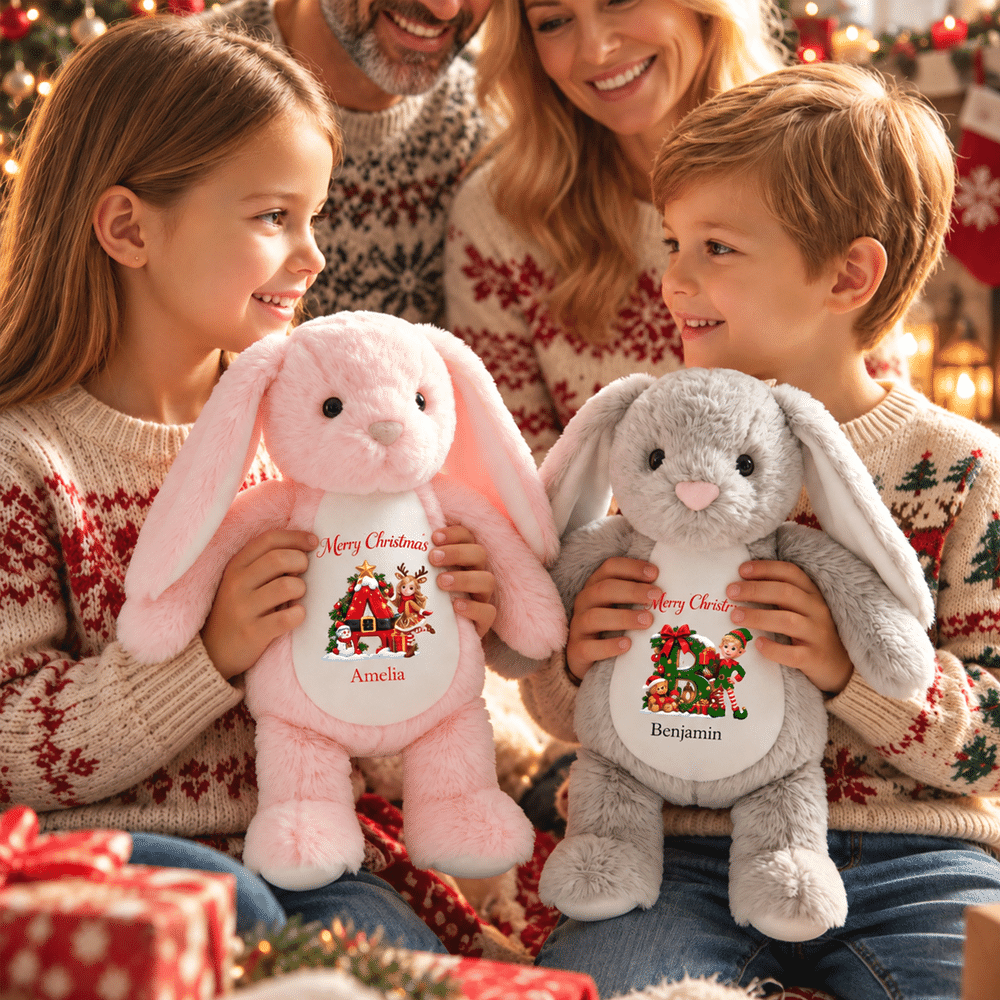 Personalised 3D-Style Art Christmas Character Photo Sheep Bunny Bear Fantasy Unicorn Plush Toy with Initial and Name Christmas Gift for Boys Girls 7