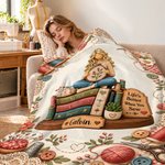 Personalised Cartoon Sewing Girl Cosy Throw Blanket with Name Room Decor Christmas Birthday Gift for Sewing Lovers 4