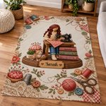 Personalised Cartoon Sewing Girl Cosy Throw Blanket with Name Room Decor Christmas Birthday Gift for Sewing Lovers 5
