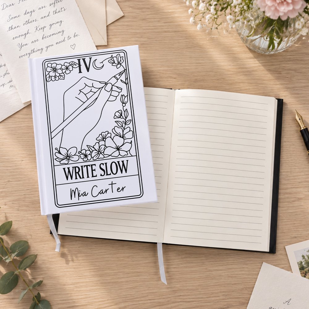 Personalised Tarot Writer Card Journal Notebook with Name and Text Daily Use Birthday Gift for Writer Book Lover 5
