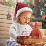 Personalised Embroidered My First Christmas Long Sleeve Knitted Sweater and Santa Hat Set with Name Christmas Outfit Gift for Baby Boys Girls 6