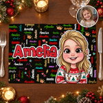 Personalised 3D-Effect Art Comic Style Cartoon Character Photo Placemat with Name Dining Table Decor Christmas Gift for Boys Girls 1