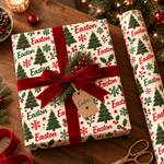 Personalized Christmas Tree Snowflake Holly Wrapping Paper with Name Gift Decor Christmas Party Holiday for Family Friends 3