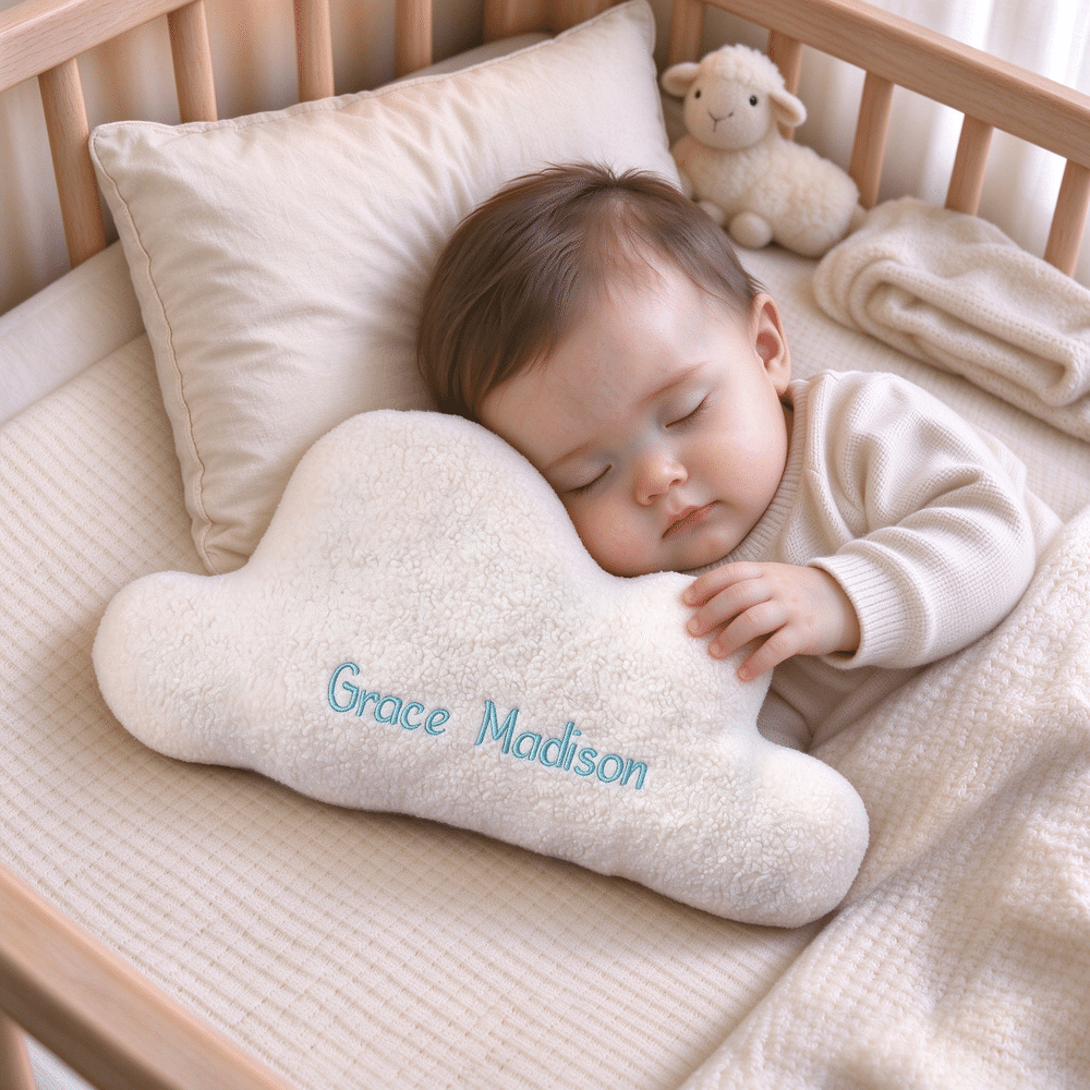Personalized Cloud-Shaped Soft Throw Pillow with Embroidered Name Nursery Decor Baby Shower Gift for New Parents Newborns 4