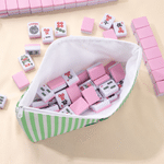 Personalized Imitation Embroidery Style Mahjong Theme Striped Zipper Pouch with Initials Mahjong Game Night Birthday Gift for Mahjong Enthusiast 3