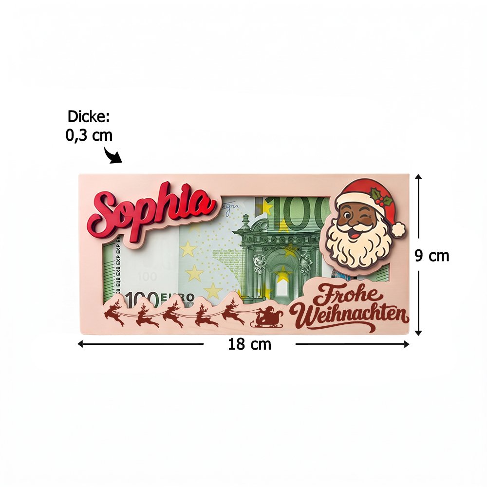 Personalisierter Holz Geldhalter mit Weihnachtsmotiv & Namen | Geldgeschenk originell verpacken | Weihnachtsgeschenk für Familie, Kinder & Enkelkinder 8
