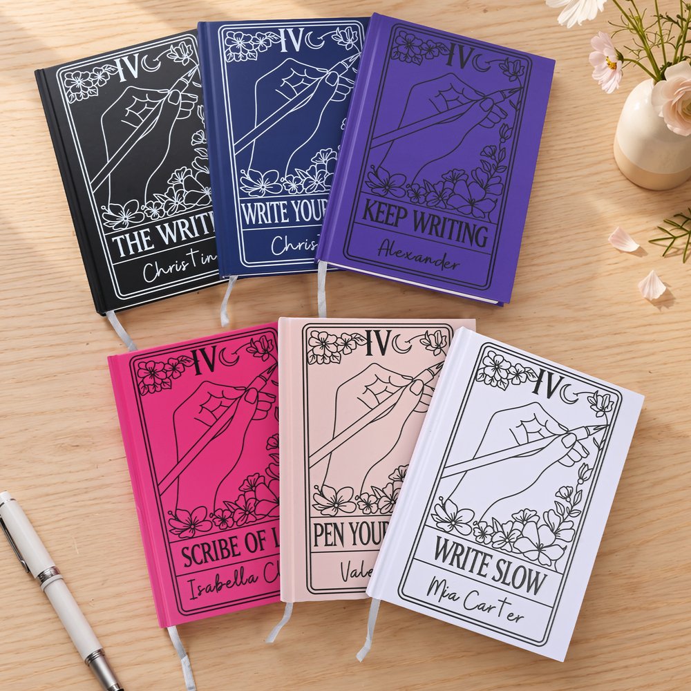 Personalised Tarot Writer Card Journal Notebook with Name and Text Daily Use Birthday Gift for Writer Book Lover 2