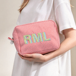 Personalised Multicolour Monogram Shadow Striped Makeup Bag with Embroidered Name Wedding Party Christmas Gift for Bridesmaid Friend 7