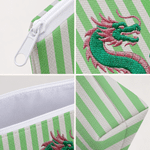 Personalized Imitation Embroidery Style Mahjong Theme Striped Zipper Pouch with Initials Mahjong Game Night Birthday Gift for Mahjong Enthusiast 7