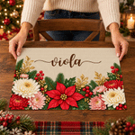 Personalised Birth Flower Placemat with Name Kitchen Dining Decor Christmas Gift for Friends Family 6