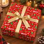 Personalized Christmas Tree Snowflake Holly Wrapping Paper with Name Gift Decor Christmas Party Holiday for Family Friends 4