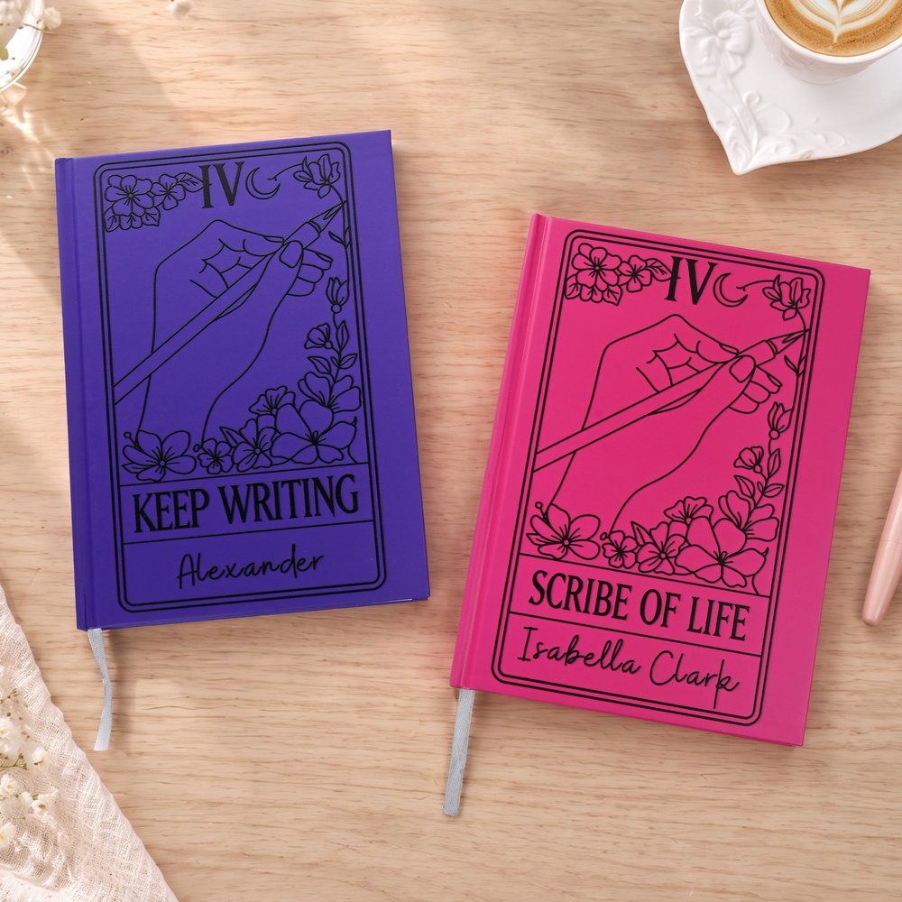 Personalised Tarot Writer Card Journal Notebook with Name and Text Daily Use Birthday Gift for Writer Book Lover 3