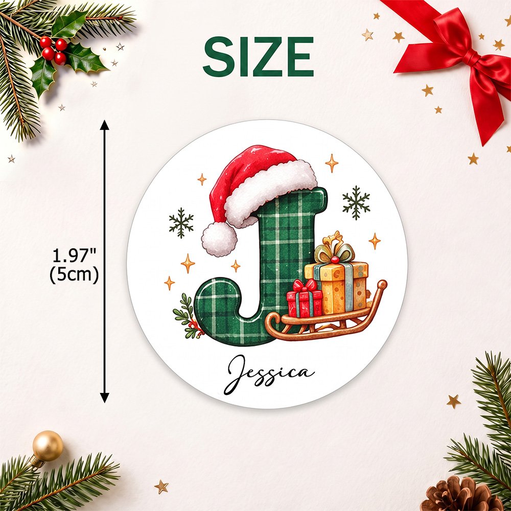 Personalised Christmas Theme Initial Waterproof Stickers with Name Gift Decor Christmas Gift for Kids Family Friends 8