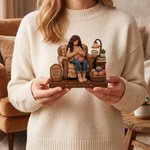 Personalised 3D-Effect Art Crochet Girl Wooden Ornament with Name Shelf Sitter Table Decor Birthday Anniversary Gift for Crochet Knitting Lovers 7