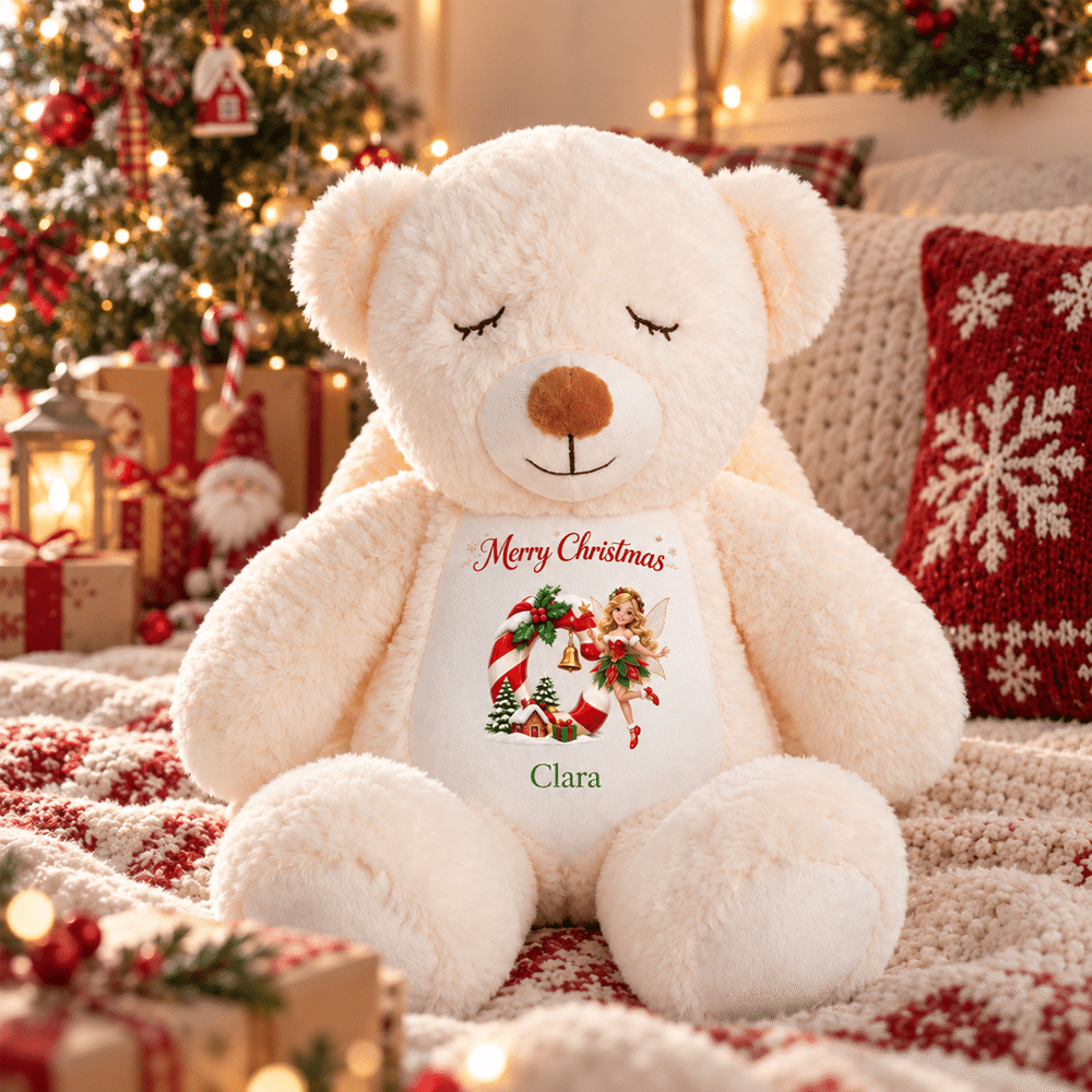 Personalised 3D-Style Art Christmas Character Photo Sheep Bunny Bear Fantasy Unicorn Plush Toy with Initial and Name Christmas Gift for Boys Girls 2