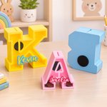 Personalized Creative 3D-Printed Initial Shape Piggy Bank Money Box with Name Christmas Birthday Gift for Kids 1
