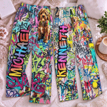 Personalized Graffiti Pet Portrait Elastic Pajama Pants with Photo and Name Birthday Christmas Gift for Pet Owners Graffiti Lovers 2