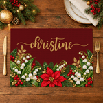 Personalised Birth Flower Placemat with Name Kitchen Dining Decor Christmas Gift for Friends Family 1