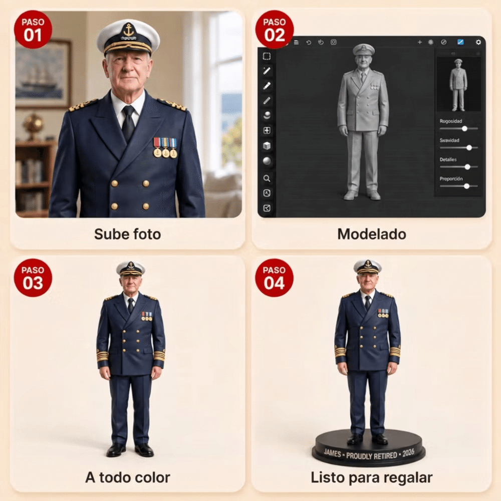 Figura 3D personalizada con foto de profesiones y nombre - Regalo de jubilación, agradecimiento y cumpleaños para profesores, militares o chefs 10
