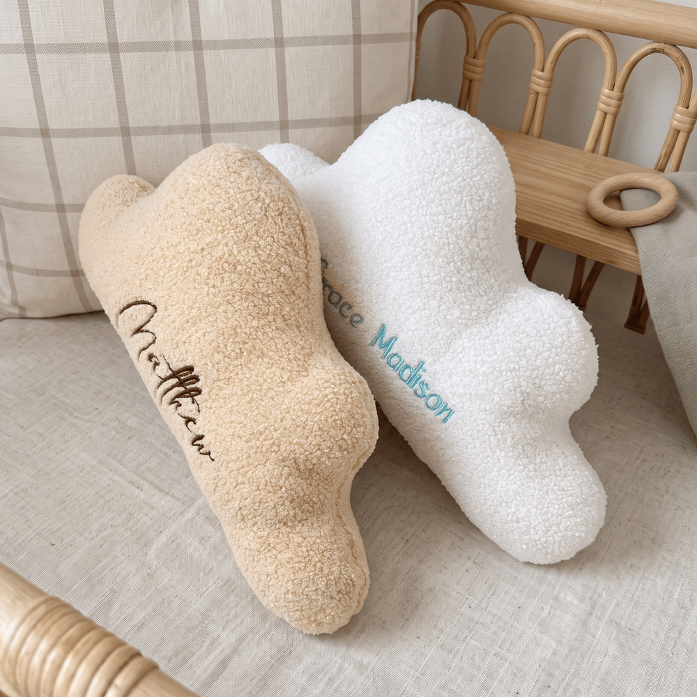 Personalized Cloud-Shaped Soft Throw Pillow with Embroidered Name Nursery Decor Baby Shower Gift for New Parents Newborns 3