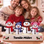 Personalisierte Schneemann-Deko aus Holz | mit Namen | Familien- & Haustierfigur | Fenster- & Tischdeko | Weihnachtsgeschenk für Familie & Großeltern 2