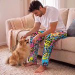 Personalized Graffiti Pet Portrait Elastic Pajama Pants with Photo and Name Birthday Christmas Gift for Pet Owners Graffiti Lovers 3