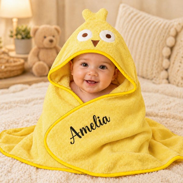 Personalised Cute Moose Animal Hooded Embroidered Soft Throw Blanket with with Name Daily Use Birthday Baby Shower Gift for New Moms Babies