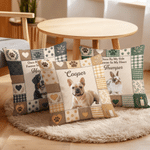 Personalised Patchwork Plaid Paw Print Faux Quilted Pet Photo Pillow Cover with Name and Text Home Decor Memorial Sympathy Gift for Pet Owners 3