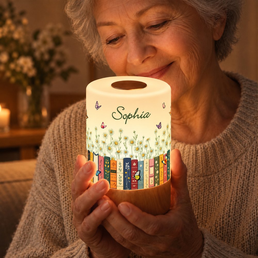 Personalized Birth Flower Books Dimmable Touch LED Night Light with Name and Remote Control Home Decor Birthday Gift for Family Friend Mom 2