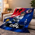 Personalized Graffiti Oil Painting Style Photo Soft Throw Blanket with Name Ice Hockey Club Birthday Gift for Ice Hockey Player Lover 4