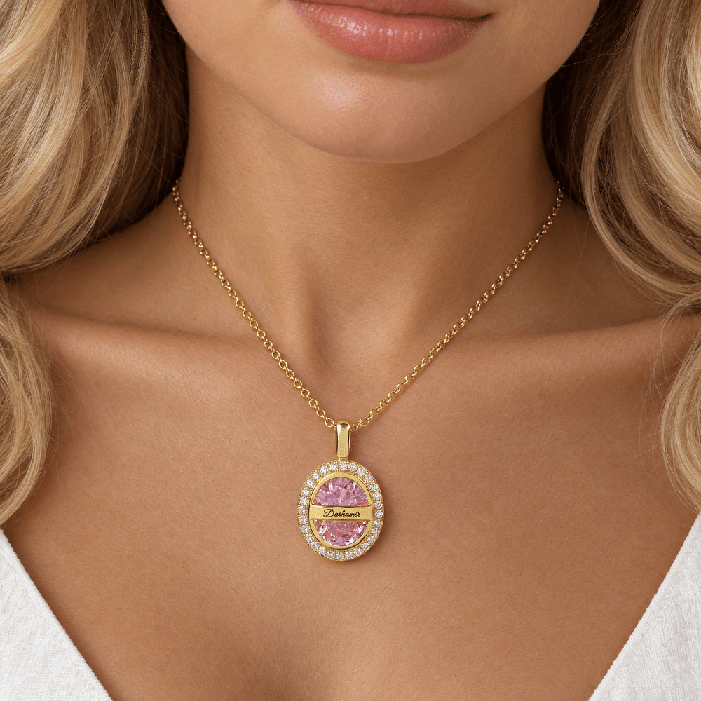 Personalized Birthstone Sterling Silver Necklace with Engraved Name Dainty Jewellery Anniversary Birthday Gift for Women 8