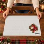 Tovaglietta natalizia personalizzata con fiore del mese di nascita e nome – Decorazione per cucina e sala da pranzo – Regalo di Natale per la famiglia e gli amici 6