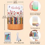 Personalized Birth Flower Books Dimmable Touch LED Night Light with Name and Remote Control Home Decor Birthday Gift for Family Friend Mom 10