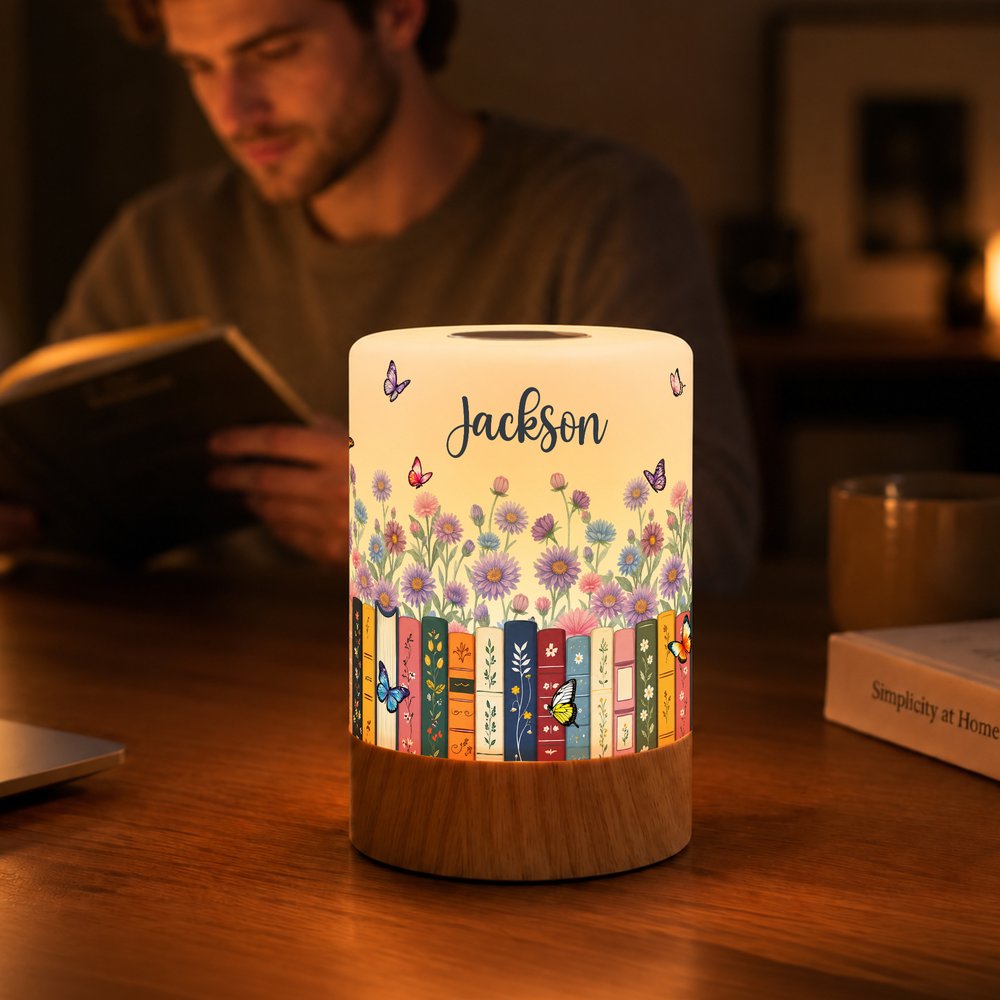 Personalized Birth Flower Books Dimmable Touch LED Night Light with Name and Remote Control Home Decor Birthday Gift for Family Friend Mom 5